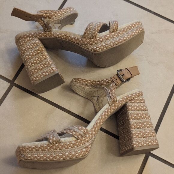 NEW Dolce Vita Alex Platform Sandals Cream Raffia Size 10 - Picture 5 of 9